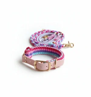 Paracord set vodítko+obojok Rainbow