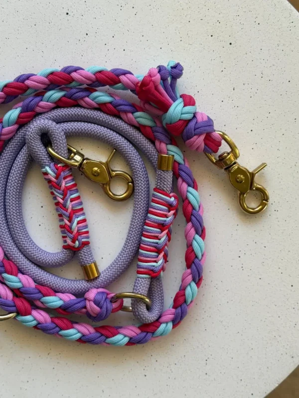 Paracord set vodítko+obojok Rainbow