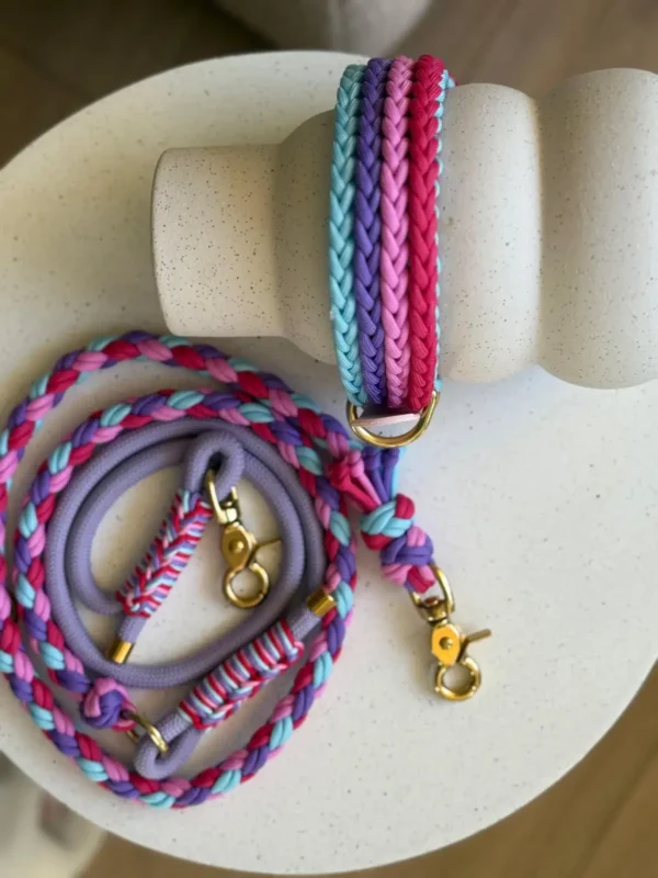 Paracord set vodítko+obojok Rainbow