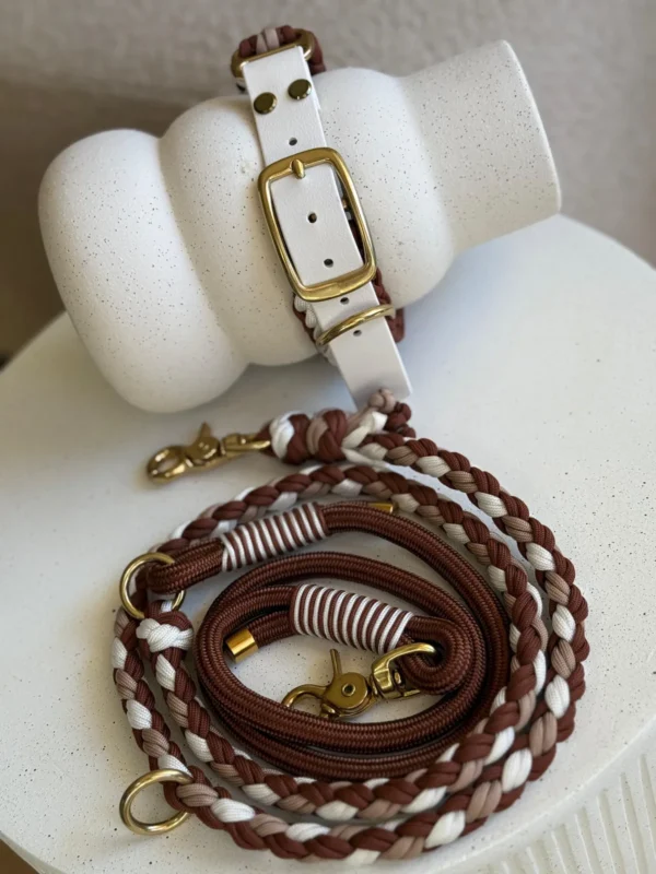 Paracord set obojok + vodítko | Chocolate