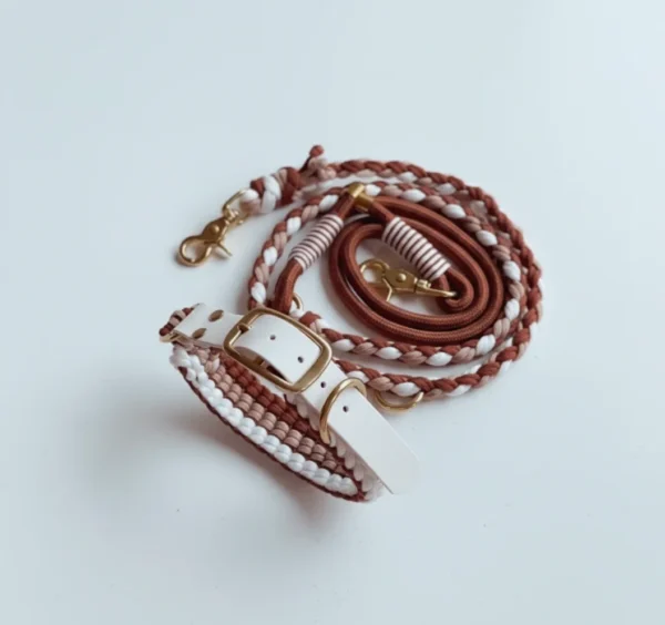 Paracord set obojok + vodítko | Chocolate